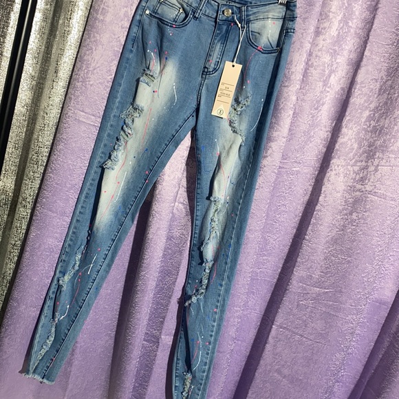 Blue Jean Pants w/ Paint - Picture 5 of 6